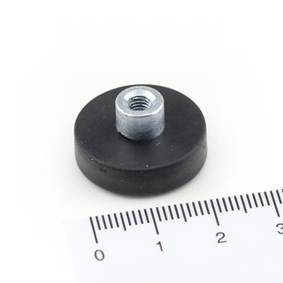 Neodymium pot magnets gummed with screwed bush M4 Ø 22 mm ab. 4,5 kg