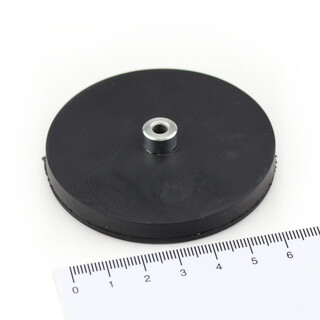 Neodymium pot magnets gummed with screwed bush M5 Ø 66 mm ab. 25 kg
