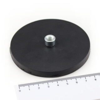 Neodym Topfmagnete gummiert mit Gewindebuchse M8 Ø 88 mm ca. 55 kg