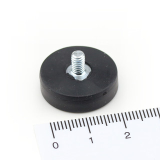 Neodymium pot magnets gummed with external thread M4x6 mm Ø 22 mm ab. 4,5 kg