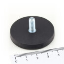 Neodymium pot magnets gummed with external thread M6x15 mm Ø 43 mm ab. 10 kg