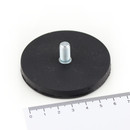 Neodymium pot magnets gummed with external thread M8x15 mm Ø 66 mm ab. 25 kg