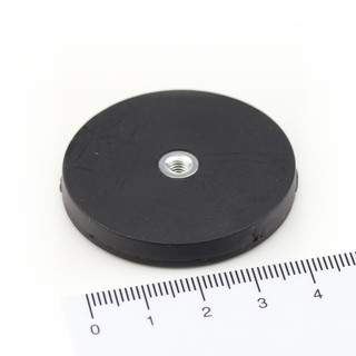 Neodymium pot magnets gummed with internal thread M4 Ø 43 mm ab. 10 kg
