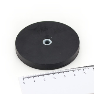 Neodymium pot magnets gummed with internal thread M6 Ø 66 mm ab. 25 kg