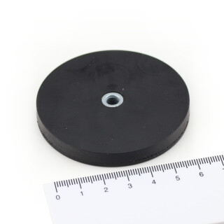 Neodym Topfmagnete gummiert mit Innengewinde M6 Ø 66 mm ca. 25 kg