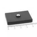 Neodymium pot magnets gummed rectangular with internal thread 43x31 mm 1x M4 ab. 10 kg