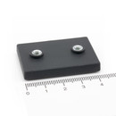 Neodym Topfmagnete gummiert rechteckig mit Innengewinde 42x31 mm 2x M4 ca. 10 kg