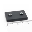 Neodym Topfmagnete gummiert rechteckig mit Innengewinde 43x31 mm 2x M4 ca. 10 kg