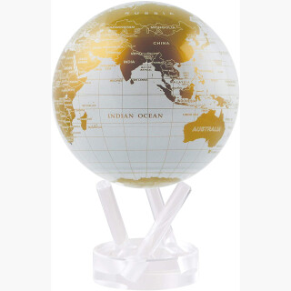 MOVA Globe Magic Floater Weiß und Gold - geräuschlos selbstrotierender Globus 6"