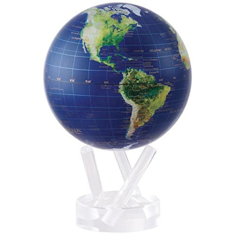 MOVA Globe Magic Floater Satellite View Gold Lettering silently rotating Globe