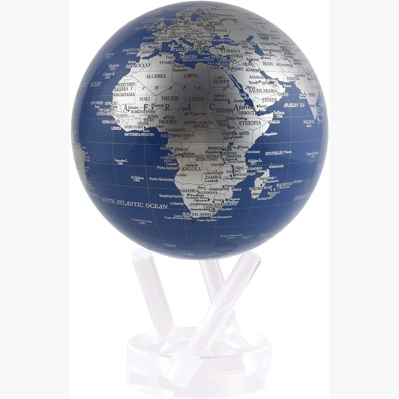 MOVA Globe Magic Floater Blue and Silver silently rotating Globe 6