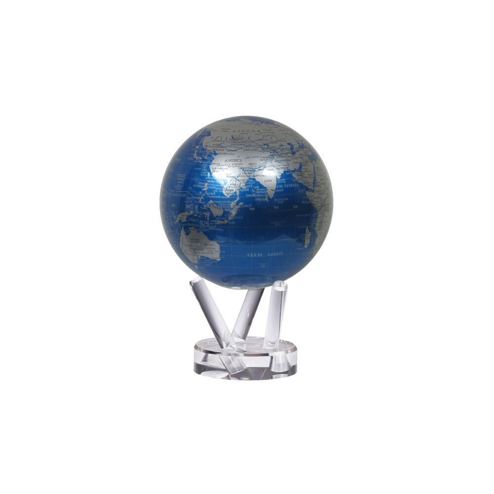 MOVA Globe Magic Floater Blue and Silver silently rotating Globe