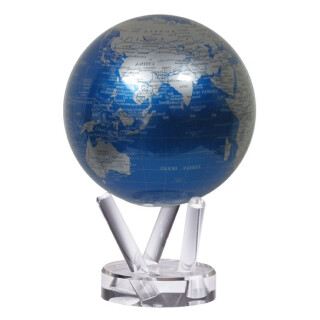 MOVA Globe Magic Blau und Silber - geräuschlos selbstrotierender Globus