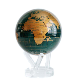 MOVA Globe Magic Floater Gold Terrestrial (Dark Green) silently rotating Globe 6"