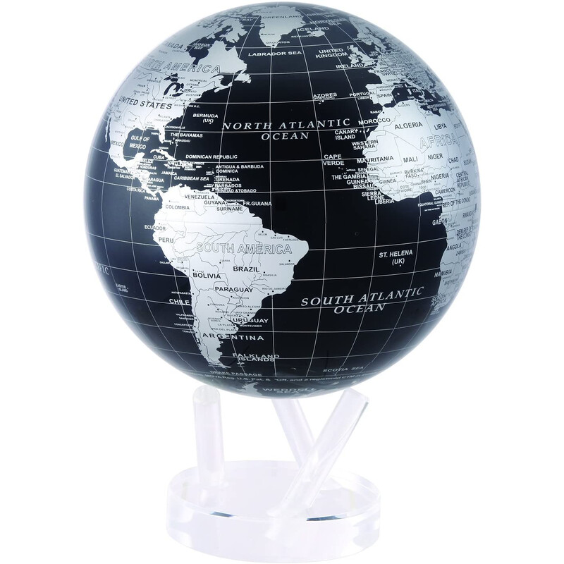 MOVA Globe Magic Floater Schwarz und Silber - geräuschlos selbstrotierender Globus