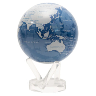 MOVA Globe Magic Floater Blau und Weiß - geräuschlos selbstrotierender Globus 6"