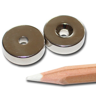 Neodymium magnets Ø16xØ3,5x5 with counterbore North NdFeB N40 - pull force 6 kg -