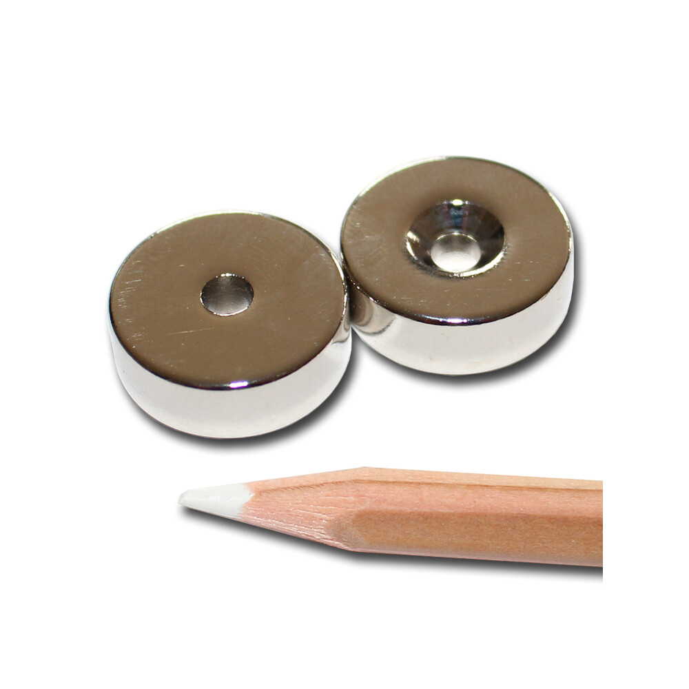 Neodymium magnets 20x4,2x7 with counterbore North NdFeB N40 - pull force 10,5 kg -