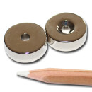Neodymium magnets 20x4,2x7 with counterbore North NdFeB N40 - pull force 10,5 kg -