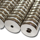 Neodymium magnets Ø25x5 mm with counterbore Ø4,2 mm North Nickel