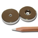 Neodymium magnets Ø25x5 mm with counterbore Ø4,2 mm North Nickel