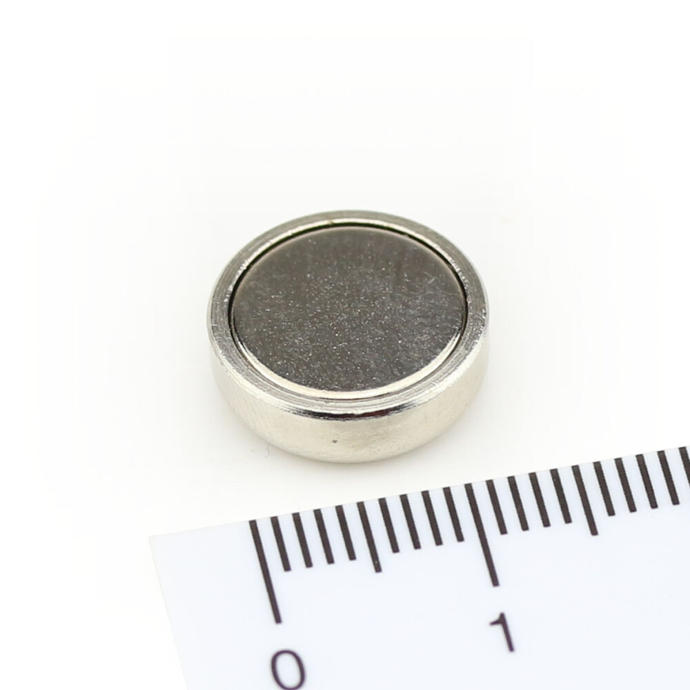 Neodymium flat pot magnets  13 x 4,5 mm, Nickel - 6 kg / 60 N