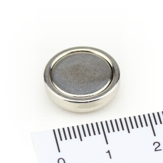 Neodymium flat pot magnets Ø 16 x 5 mm, Nickel - 9,5 kg / 95 N