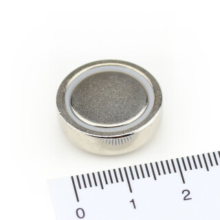 Neodymium flat pot magnets Ø 20 x 7 mm, Nickel - 14 kg / 140 N