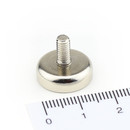 Neodymium flat pot magnets Ø 16 x 5 mm, with threaded neck - 9,5 kg / 95 N
