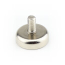 Neodymium flat pot magnets Ø 16 x 5 mm, with threaded neck - 9,5 kg / 95 N