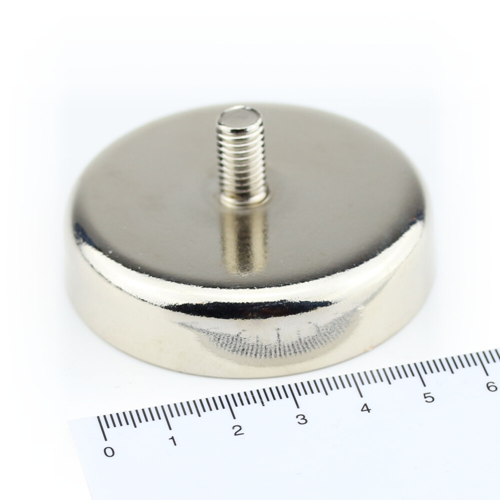 Neodym Flachgreifer 60x15 mm mit Auengewinde M8x10mm