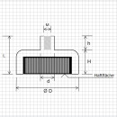 Neodymium flat pot magnets Ø 10 x 5 mm, with screwed bush - 2,5 kg / 25 N