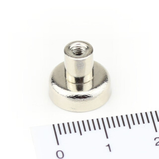 Neodymium flat pot magnets Ø 13 x 4,5 mm, with screwed bush - 6 kg / 60 N