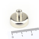 Neodymium flat pot magnets Ø 20 x 7 mm, with screwed bush - 14 kg / 140 N