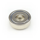 Neodymium flat pot magnets Ø 20 x 7 mm, with bore - 7,5 kg / 75 N