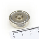 Neodymium flat pot magnets Ø 25 x 8 mm, with bore - 14 kg / 140 N