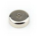 Neodymium flat pot magnets  25 x 8 mm, with bore - 14 kg / 140 N