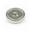 Neodymium flat pot magnets Ø 32 x 8 mm, with bore...