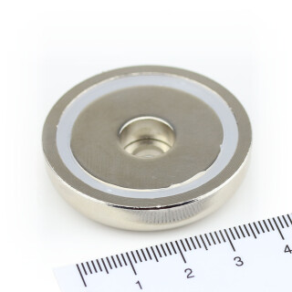 Neodymium flat pot magnets Ø 42 x 9 mm, with bore - 32 kg / 320 N