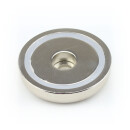 Neodymium flat pot magnets Ø 42 x 9 mm, with bore...