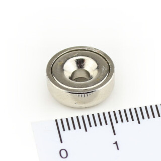 Neodymium flat pot magnets Ø 13 x 4,5 mm, with counterbore - 3 kg / 30 N