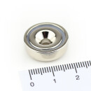 Neodymium flat pot magnets  20 x 7 mm, with counterbore - 9 kg / 90 N