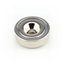 Neodymium flat pot magnets  20 x 7 mm, with counterbore - 9 kg / 90 N