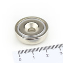 Neodymium flat pot magnets Ø 25 x 7,7 mm, with counterbore - 18 kg / 180 N