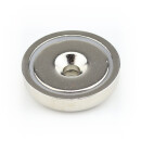 Neodymium flat pot magnets Ø 32 x 8 mm, with counterbore - 25 kg / 250 N