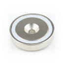 Neodymium flat pot magnets Ø 60 x 15 mm, with counterbore - 130 kg / 1300 N