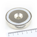 Neodymium flat pot magnets  60 x 15 mm, with counterbore - 130 kg / 1300 N