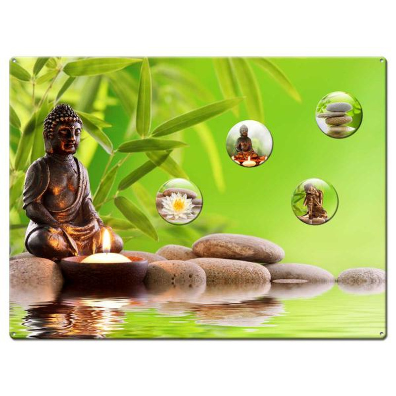 Motiv Magnetpinnwand Buddha Wellness 40x30 cm inkl. 4 Magnete