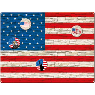 Motiv Magnetpinnwand Flagge USA Wall  40x30 cm inkl. 4 Magnete