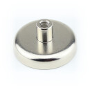 Neodymium flat pot magnets  48 x 10 mm, with screwed bush - 75 kg / 750 N